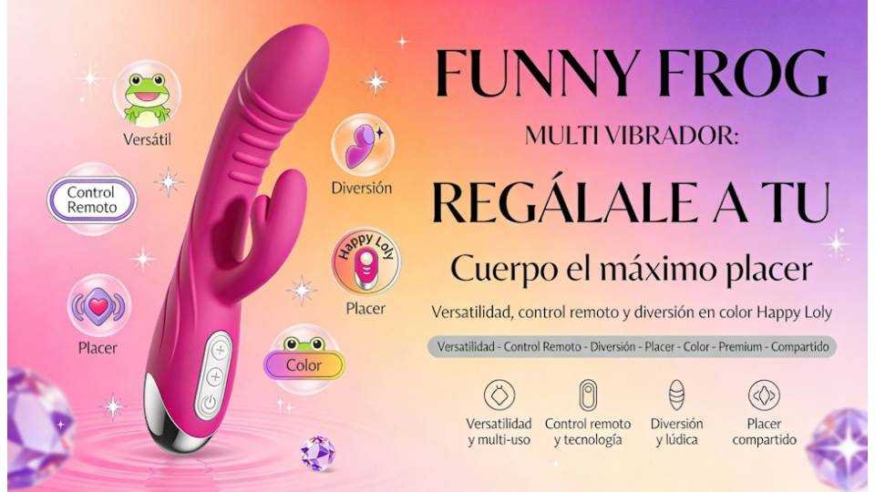 Regálale a tu cuerpo el máximo placer con el nuevo Funny Frog: Multi Vibrador a control remoto de color Happy Loly
